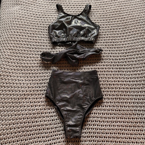 kaya Other - Metallic Pole Dance outfit, size 4. High waisted shorts and backless top.